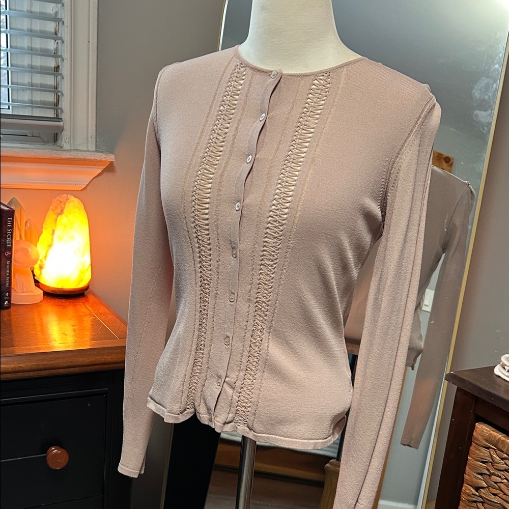 JACOB Blush Knit Button-Front Sweater | Size S/P